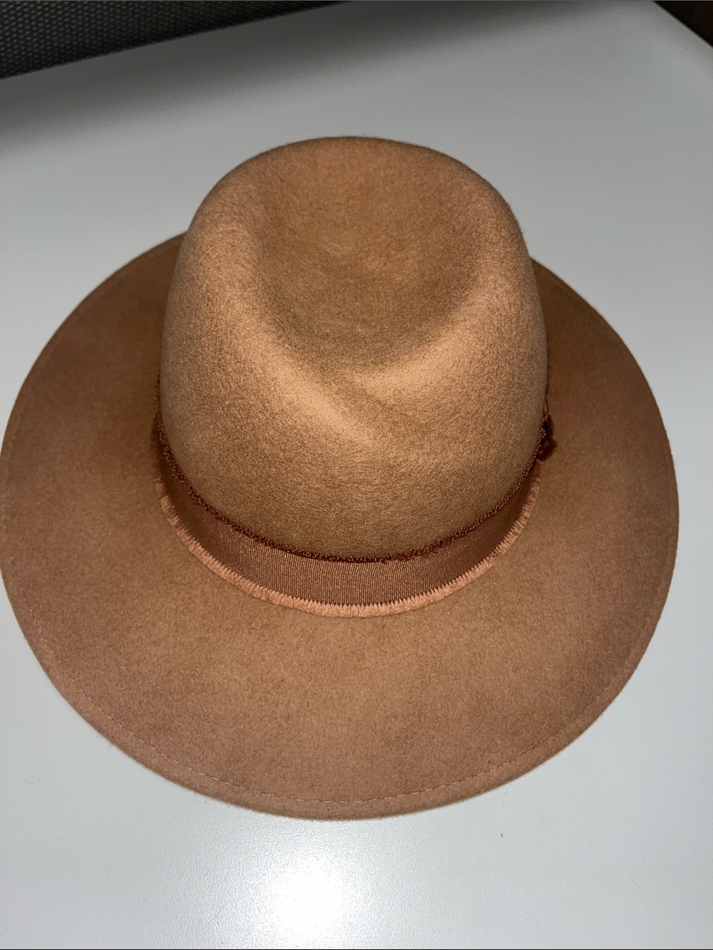 Cost Plus World Market Tan Wide-Brim Felt Fedora